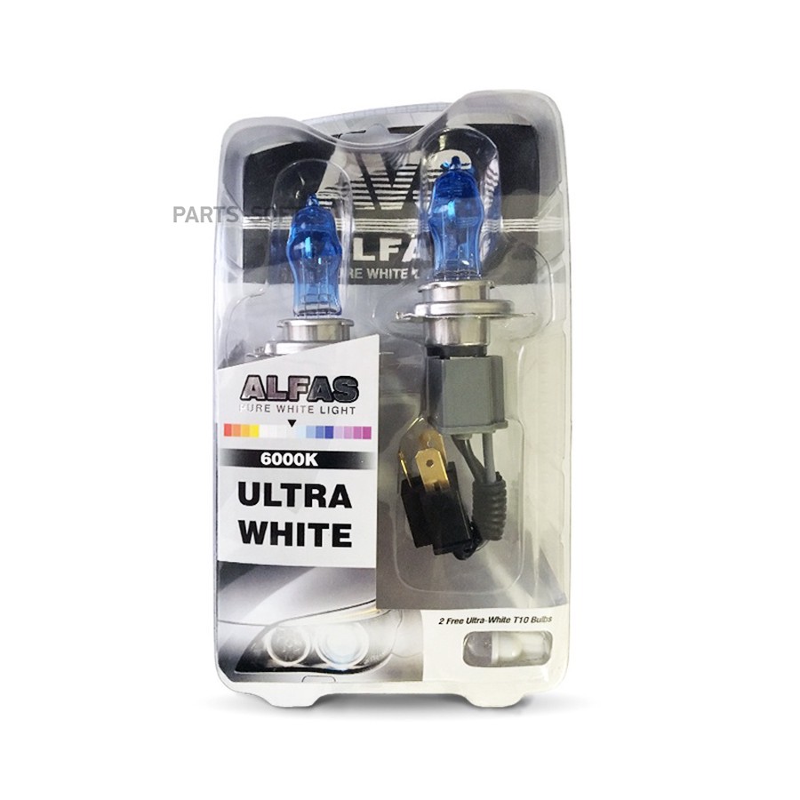 Лампа галогенная H4 12V 75/80W "AVS" Alfas (Pure-White 6000К +2 Т10) (2 шт.) - AVS None None